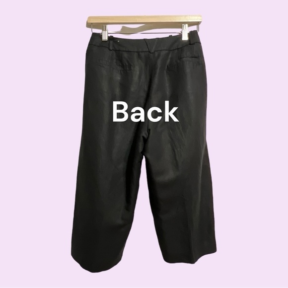 Ann Taylor Loft Black Linen Blend Crop Pants Fully Lined Size 14 - Picture 3 of 7